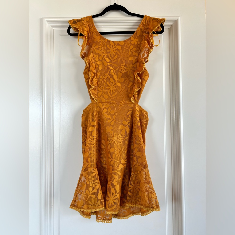 Angel Biba Burnt Orange Open-Back Dress